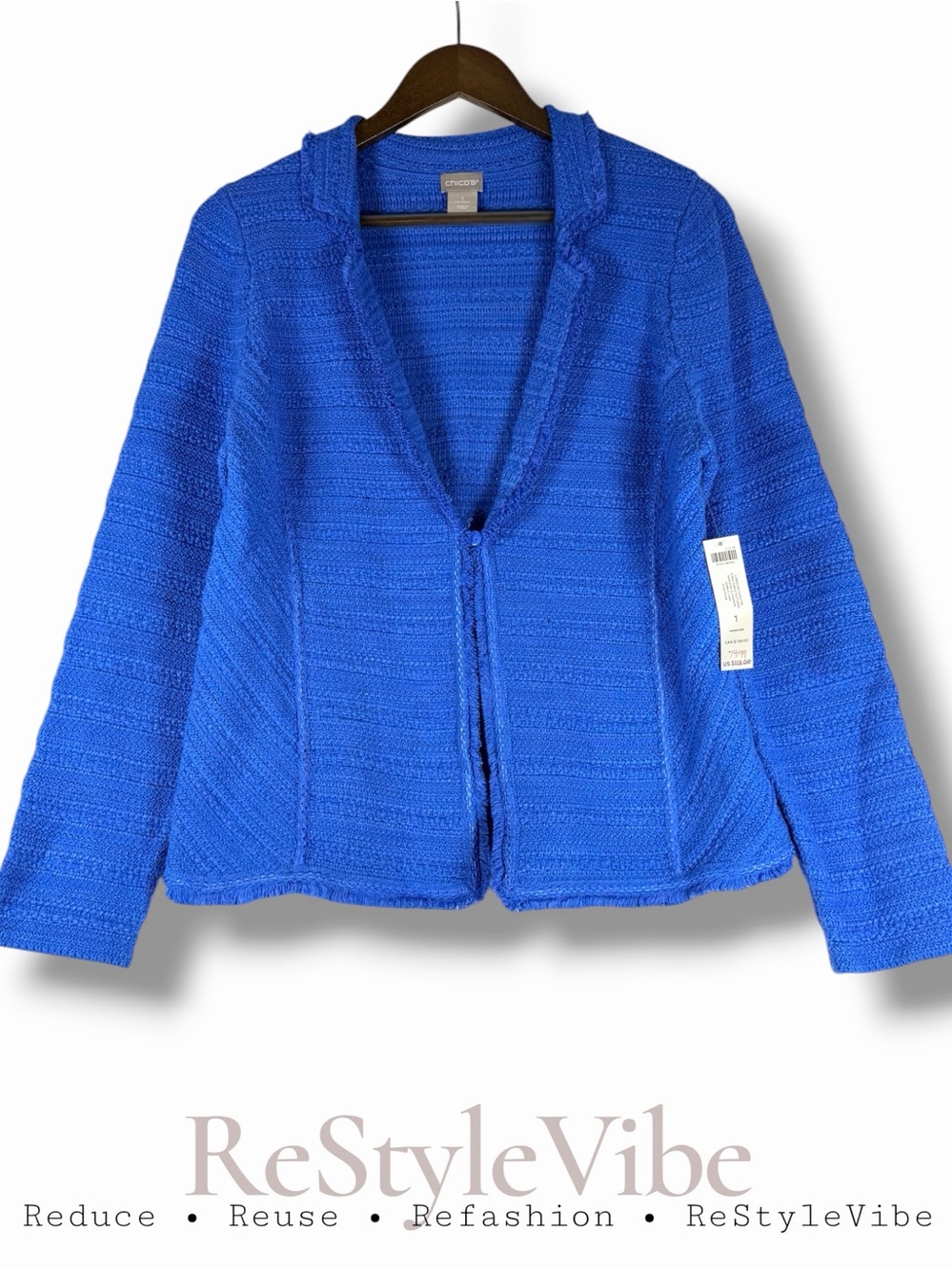 CHICO’S Women’s Size 1 US M Blazer Style Cardigan Sweater NWT Textured NEW